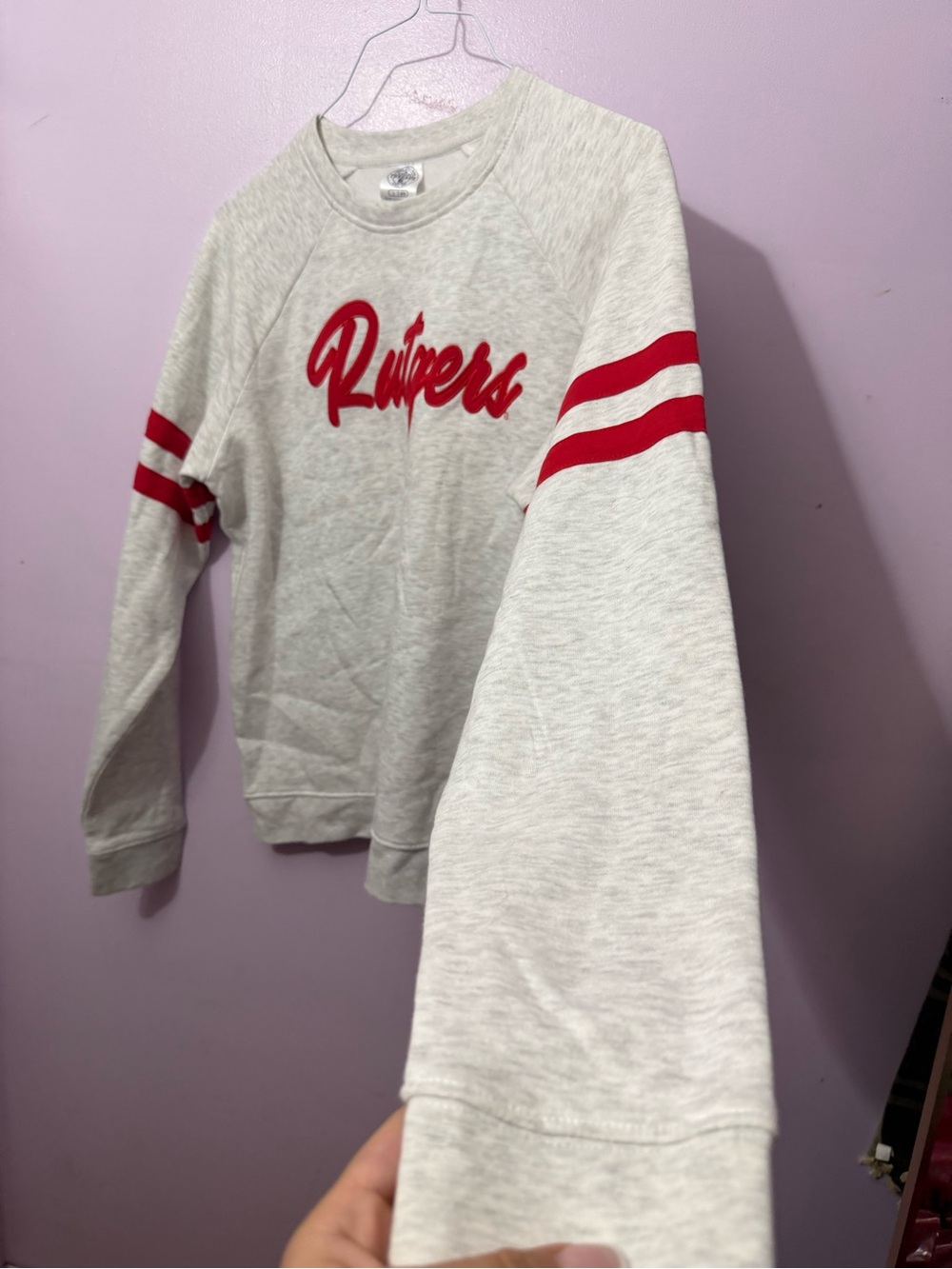 Rivalry Threads Light Gray Sweatshirt with Red Rutgers Script - Picture 4 of 5